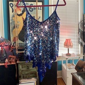 🦚 Vintage Silk & Sequin Top 🦚